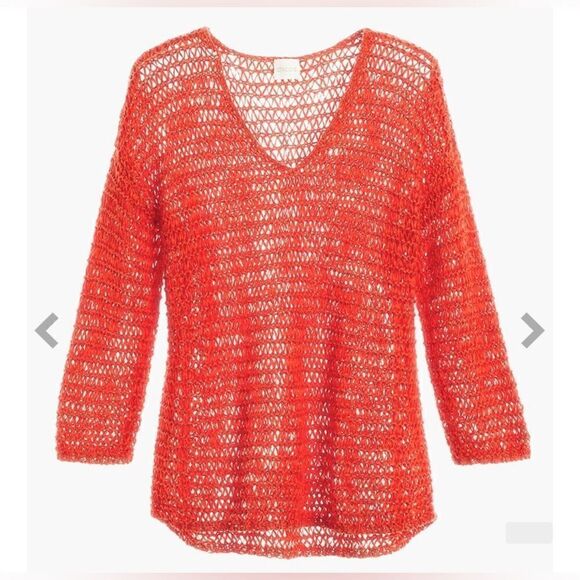 Chico’s orange ribbon yarn sweater sz large - Picture 4 of 10